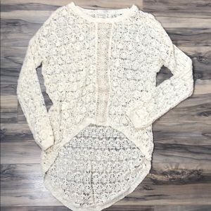 Poof Excellence Ivory Knit Sweater | Lightweight Sheer Pullover | Size S